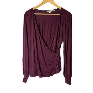BODEN Purple Long Sleeve V-Neck Blouse Top  Womens  Size 14